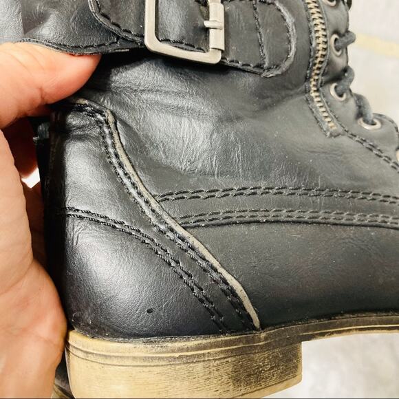 Madden Black Combat Moto Booties with double buckle and laces size 7 - Picture 10 of 11
